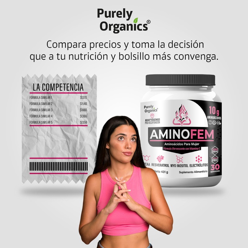 Amino Fem. Con Inositol, Vitamina B9, Pulpa de Uva, Antioxidantes