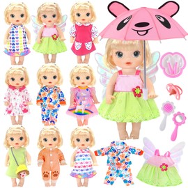 ebuddy Baby Doll Clothes and Accessories 16 Pack 12 Inch Baby Doll Accessories for 10 Inch Baby Dolls 12 Inch Baby Dolls 14 to 14.5 Inch Dolls