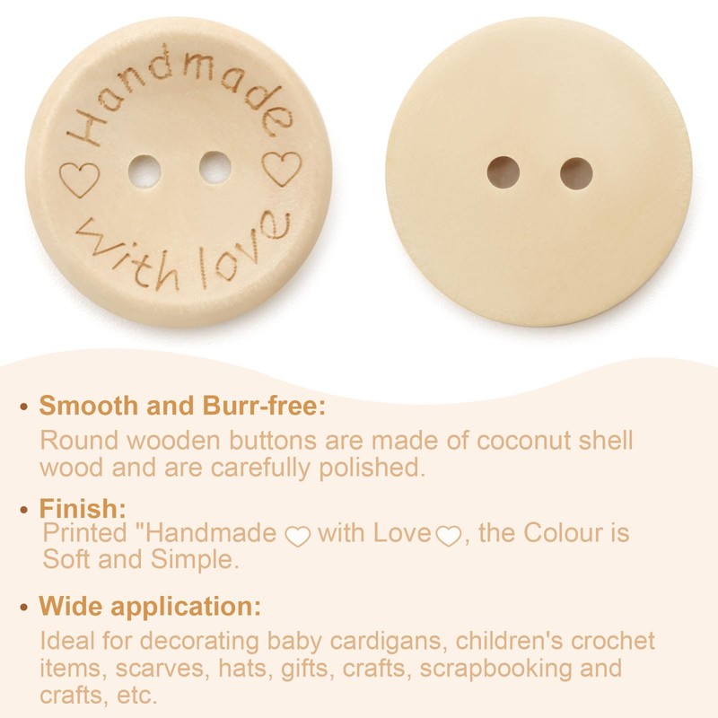 150 Pcs Wooden Buttons, Natural Wooden Buttons Cardigans Knitting Buttons,