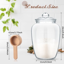 SiliFine 2 Sets 74 oz Bath Salt Container with Airtight Lid and Scoop Big Glass Jar with Wooden Scoop for Bath Flour Salt Candy Tea(Clear)