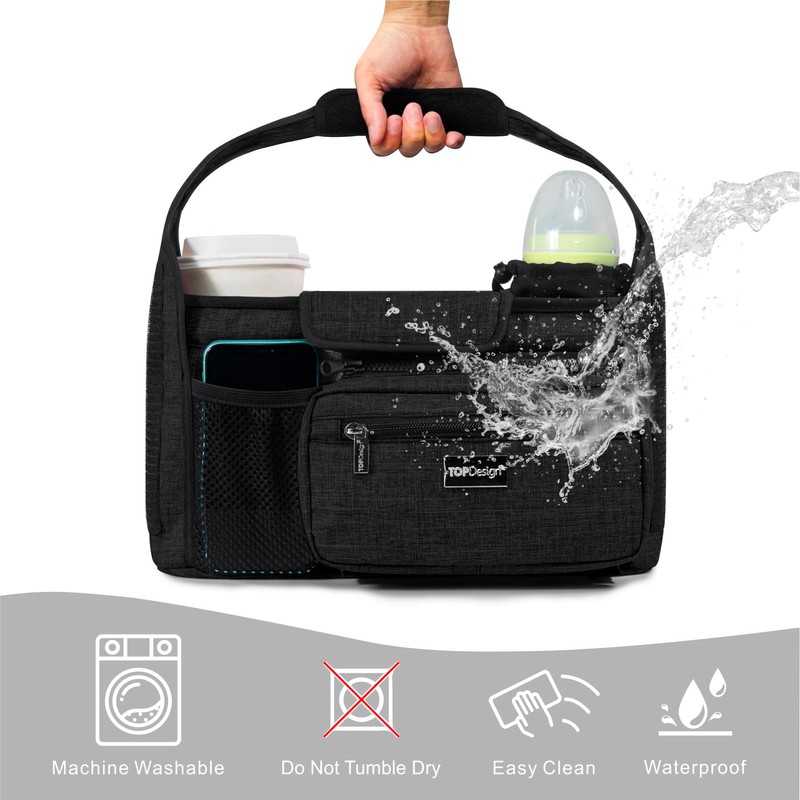 TOPDesign Universal Baby Stroller Organizer, Stroller Caddy with Detachable Mesh