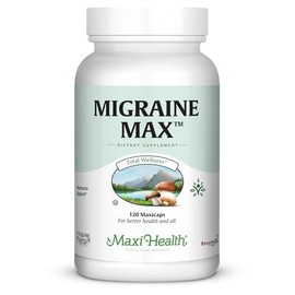 Maxi Health Migraine Max| Powerful Migraine Relief | 100% Natural | 120 Easy-To-Swallow Capsules Kosher-Certified