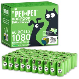 Pet N Pet 1080 Counts Green Poop Bags for Dogs, 41% Plant Based & 59% PE Extra Thick Dog Poop Bags Rolls, 9" x 13", Unscented Pet Waste Bag