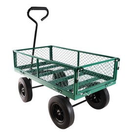 Donext Heavy Duty 880 Lbs Capacity Mesh Steel Garden Cart Folding Utility Wagon cart with Removable Sides, Wheelbarrow, Utility Cart with Wheels, Green