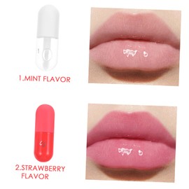 Housoutil 2pcs Nourishing Plumping Lip Oil Moisturizing Lip Gloss for Hydration and Care Flavored Treatment for Dry Strawberry for Daily Use