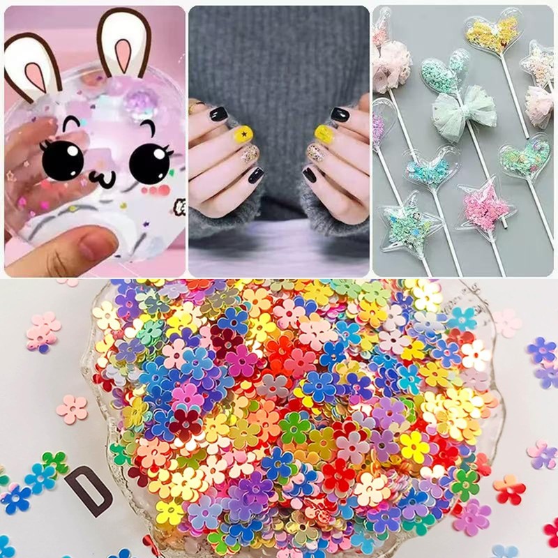 Leliafleury 7mm Mixed Colors Flower Sequins Glitter Flat Paillettes Flower