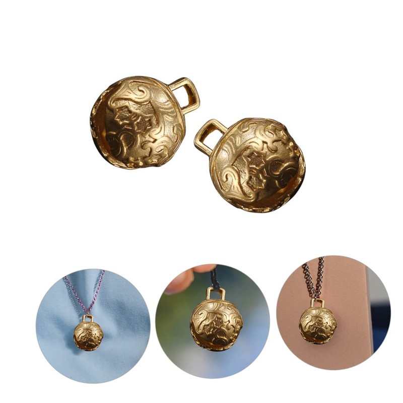 LALAFINA 2Pcs Retro Brass Bell Pendants for DIY Crafts Unique