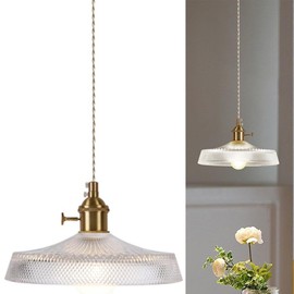 dareyu Vintage Mini Pendant Light Fixtures, 9 Inch Glass Kitchen Island Light Fixtures Brass Light Cord Pendant Lights Hanging Light for Living Room Bedroom Hallway Dining Room E26