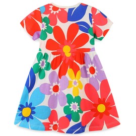 Toddler Girl's Summer Dresses Outfits Clothes,Cotton Short Sleeve Casual Clothing White Flower 3t