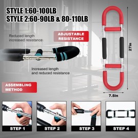 Twister Arm Trainer, Chest Workout Equipment Adjustable Shaker Twister Arm Trainer for Men Women, Portable Power Chest Clip Muscle Fitness with Detachable Design (60-100lb,Red)