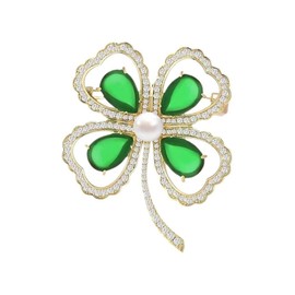 Rhinestone Green Clover Hat Enamel Brooch Lucky Shamrock Irish Pins Brooch St.Patrick's Day Holiday Jewelry Gift for Women Men-B