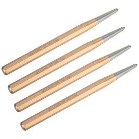 M METERXITY 4-Pack Center Punch 4mm Shank Point, 10x150mm Alloy Steel Center Punch Tool, Impact Resistant Metal Punch Center for Mark/Drilling/Punching/Scribing/Locator/Starting Nail [Golden]