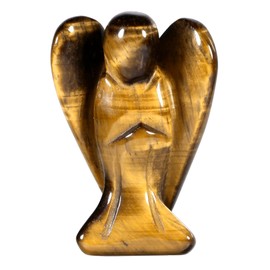KYEYGWO Tiger's Eye Carved Gemstone Angel Figures, Healing Crystal Guardian Angel Stone Talisman Pocket Angel Statues Peace Angel Sculpture Fengshui Ornament for Decoration Lucky Charm, 3.8 cm