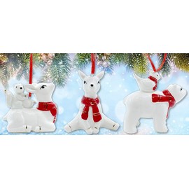 The Joy Tree Forest Animals Ornament Set -Porcelain Set of 3 Christmas Tree Ornaments Gift