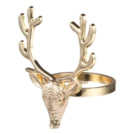 PRETYZOOM 4pcs Gold Christmas Deer Napkin Rings Holders for Wedding Home Table Decoration Alloy Xmas Dinner Parties Table Decoration Napkin Holder