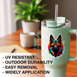 (3PCS) Cool German Shepherd Stickers – Cute German Shepard Decal for Laptop,Car,Water Bottle,Truck,Helmet,Bumper – Waterproof Vinyl Sticker Pack for Adults,Kids – Gift for Men,Dad,Son 3 Inches