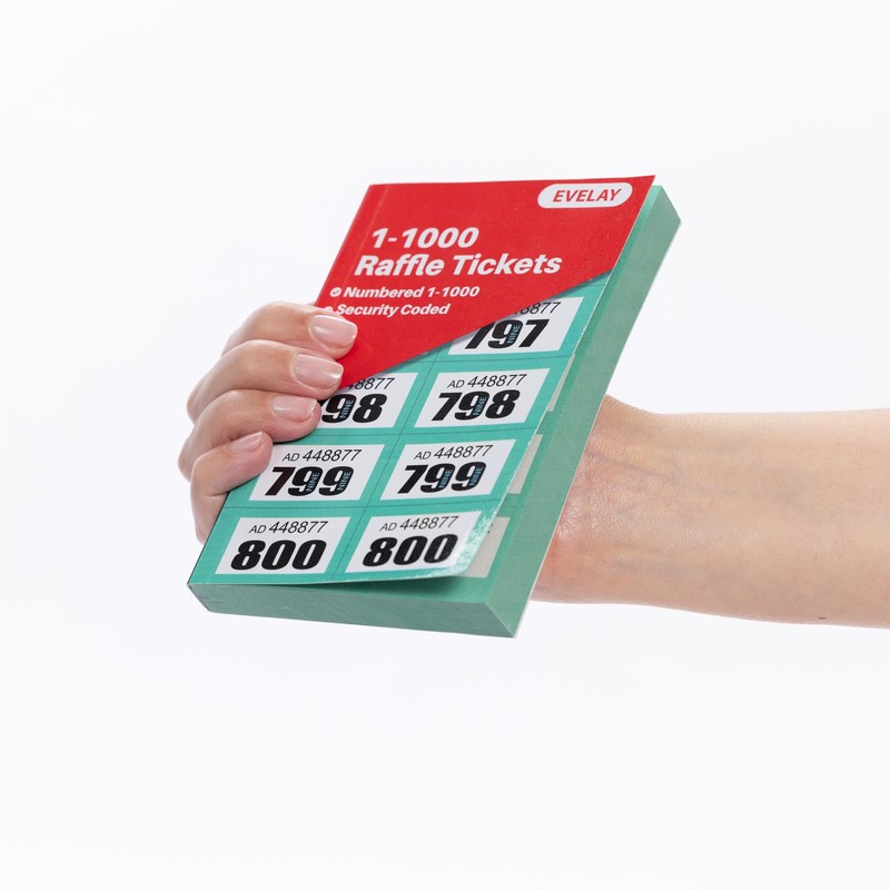 evelay Cloakroom Tombola Draw Tickets Numbered Green 1-1000