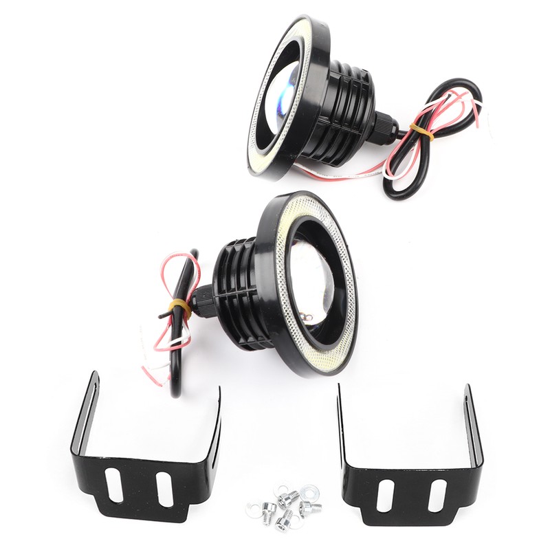 Pair 3.5in LED Fog Lights Angel Eyes with COB Universal