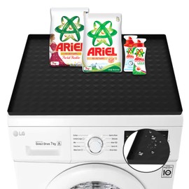 1PC Washer Dryer Cover for The Top, 23.6''x19.7'' Washer and Dryer Top Protector Mat, Non-slip Washing Machine Cover Mat, Silicone Rubber Mat for Laundry Machine & Dryer, Waterproof, Washable, Black