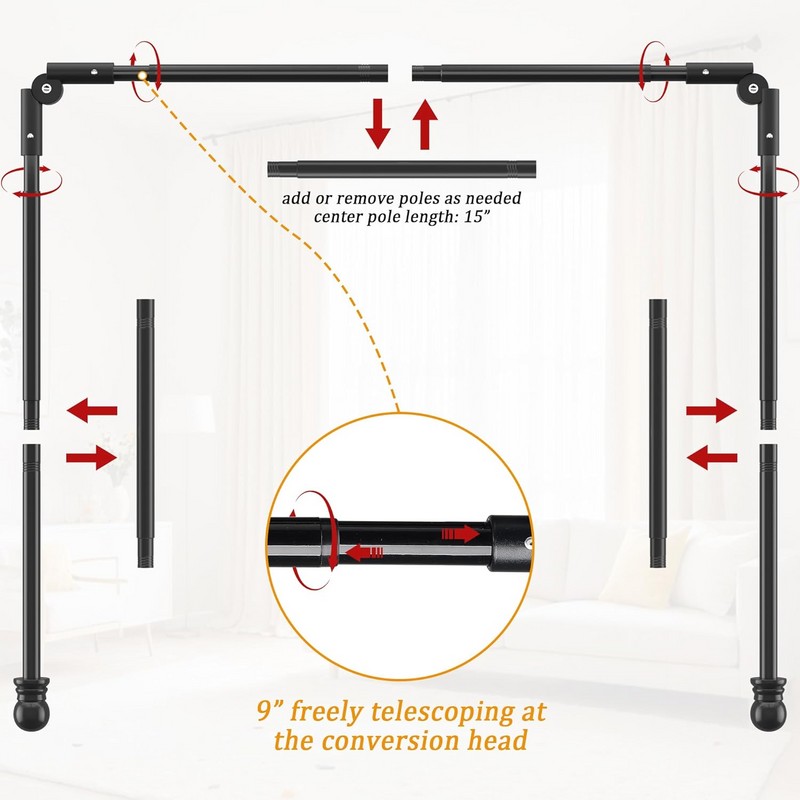 Nicecho U Shape Heavy Duty Curved Curtain Rods adjust to