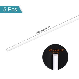 sourcing map ABS Plastic Rod Round Solid Bar 3mm x 500mm for DIY Model Material, Architectural Model Making, DIY Sand Table, Pack of 5 Pcs