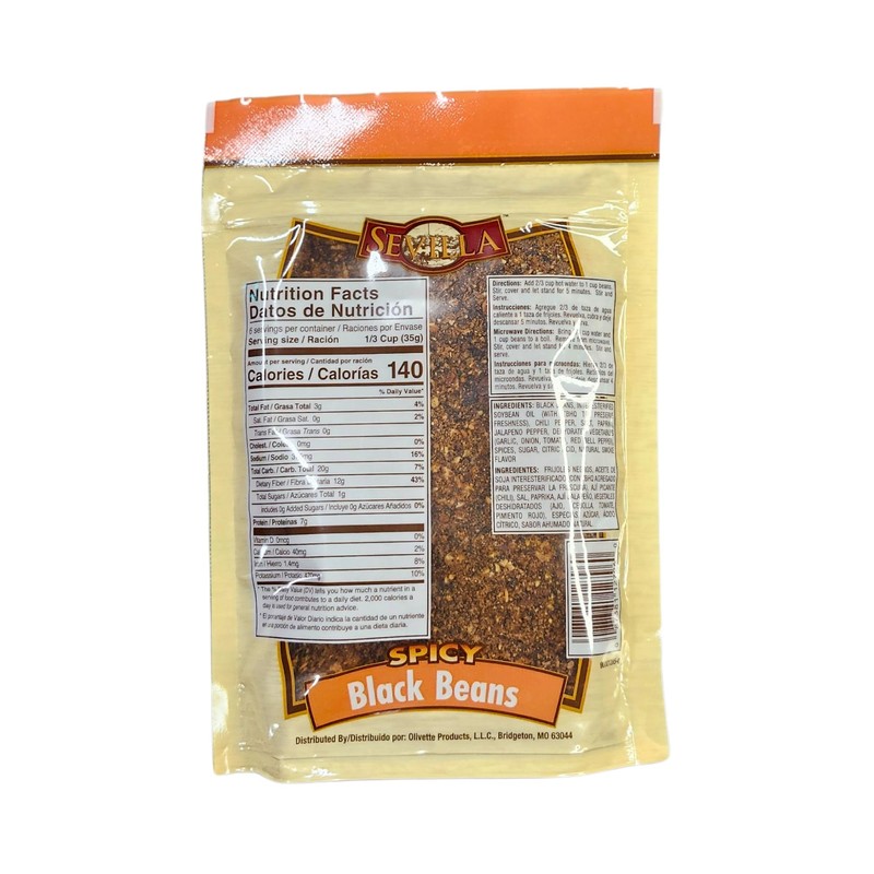 Sevilla Spicy Black Beans Dehydrated 8 oz (2-Pack) Fast Cooking