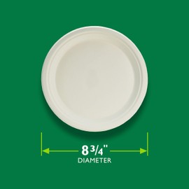 Hefty EcoSave Disposable Plates, Made from Plant Based Materials, Heavy Duty & Microwave Safe Paper Plates, 8 ¾ Inch Disposable Plates, 22 CT (Pack - 4)