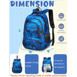 BLUEFAIRY Kids Backpack for Boys Bookbags for Elementary Primary Middle School Bags Book Bags for Teens Adolescentes for Childs Back to School Gifts Mochilas para Niños Aged 8-10 Star Blue