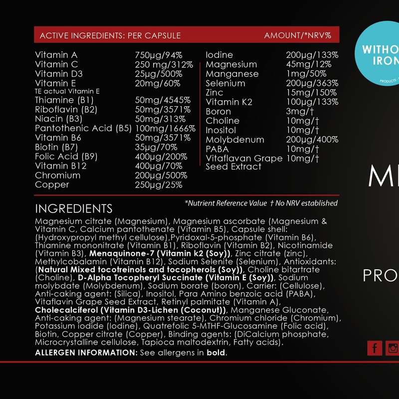 PRP Supplements Methyl Multivitamin and Mineral Without Iron | 120