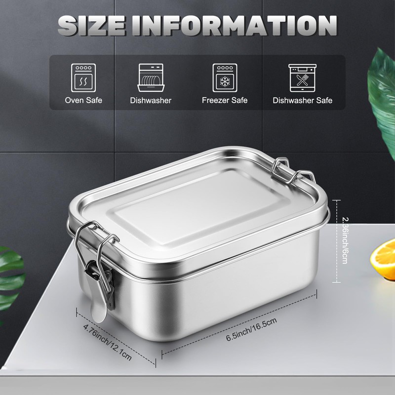 Umigy 1 Pcs Stainless Steel Food Containers Metal Bento Lunch