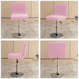 Bifaunvogel Bar Stools Cover with Back Velvet Barstools Slipcovers Stretch Counter Height Bar Stool Covers Protector Square Swivel Barstool Covers for Kitchen Bar Set of 4 Pink