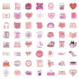 Bookish Stickers,Book Stickers for Kindle, Reading Themed Decorative Stickers, Book Lover Collection, Aesthetic Kindle Decals (Pink 120 pcs)