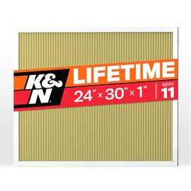 K&N 24x30x1 HVAC Furnace Air Filter, Lasts a Lifetime, Washable, Merv 11, the Last HVAC Filter You Will Ever Buy, Breathe Safely at Home or in the Office, HVC-12430