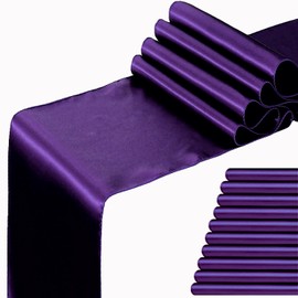 WENSINL Satin Purple Table Runner 12 x 108 Inches Pack of 10 Long Table Runner for Party Wedding Birthday Anniversary New Year Decorations