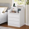 ADORNEVE Nightstand with Charging Station,White Night Stand with Hutch,Bedside Table