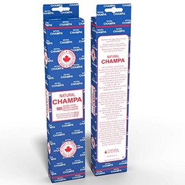 NATURAL CHAMPA Classic 11" Incense Sticks Box of 100 Each Long Lasting Aroma Stick Lasts 60+ Minutes Pure Ingredients Make These Agarbathi Perfect for Environmental Scenting and Aromatherapy