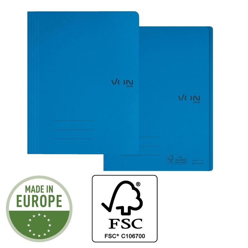 VON Pack of 10 A4 File Folders, Cardboard, with Stapling