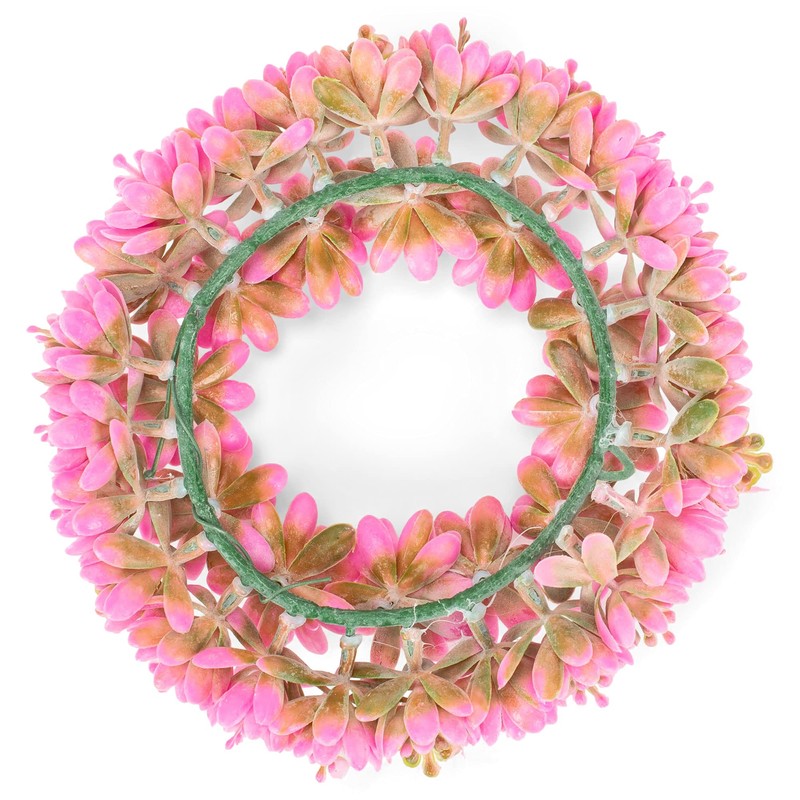 Boston International Decorative Front Door/Wall Wreath, Pink Succulent