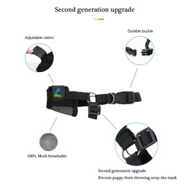 Black Nylon Mesh Dog Muzzle,Adjustable Loop Pet Muzzle for Biting, Chewing and Barking,Puppy Muzzle for Small, Medium Dogs