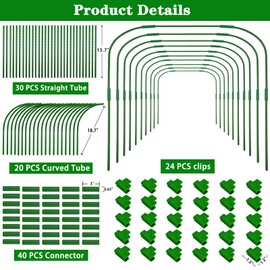 10 Sets 41.3"x32" Greenhouse Hoops Grow Tunnel for Raised Beds,Durable Rust-Free Removable Row Cover Hoops for Garden Netting DIY Kits with 30 Clips,Garden Hoops for Outdoor Vegetables Climbing Plant