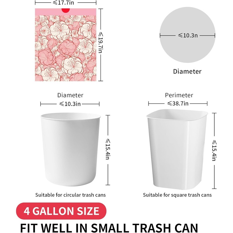 Trash bags, 4 Gallon Trash Bags Drawstring, Colorful & Portable