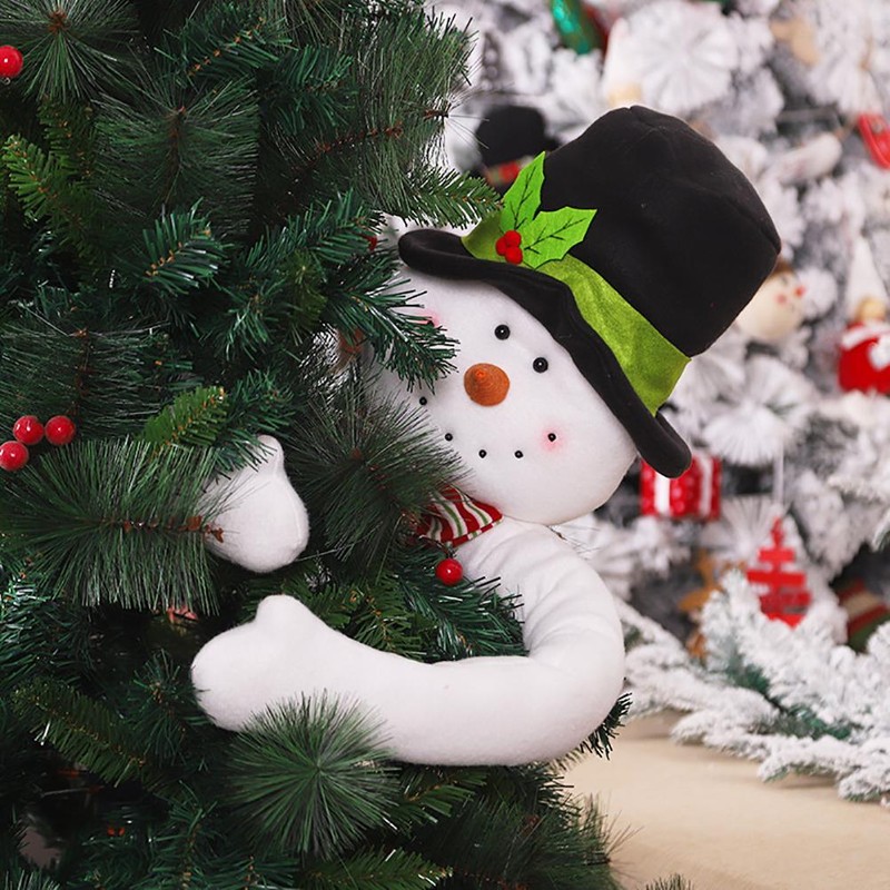 Plush Santa Claus Snowman Topper Hugging Tree Topper for Christmas