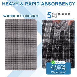 OUTCREATOR® Washable Bed Pads 34" x 56" (Pack of 2), Incontinence Mattress Protector, Anti-Slip Waterproof Underpads for Adults Kids Elderly Pets, Absorbency & Reusable Bedwetting Pads (Black Plaid)