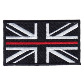 Fire Service Thin Red Line Union Jack Embroidered Patch-Hook & Loop Backing