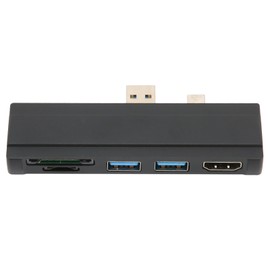 For Surface Dock 5 in 1 5 Gbps Memory Card Reader 4K Resolution Aluminum Shell Hot Swap USB3.0 Hub for Win10 for Win XPBlack