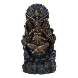 Ebros Sabbatic Goat of Mendes Samael Lilith Baphomet with Pentagram Sigil Backflow Cone Incense Smoke Burner Decorative Figurine 7.5" Tall LaVeyan Serpent Skulls Occultic Accent