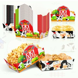 Caoekego 36 Pcs Farm Animal Snack Bowl Party Supplies，Farm Food Trays for Farm Birthday Party Barn Bash Party Decorations