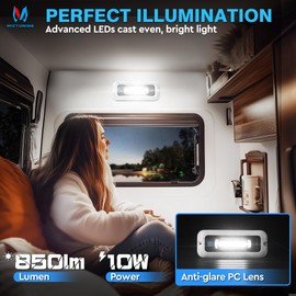 MICTUNING 6 Inch Interior Porch Light, LED Utility RV Awning White 6000K, Smart Touch Screen, Indoor IP68 Waterproof Aluminum for SUV Camper Trailer MPV Boat Home Cabinet Hallway