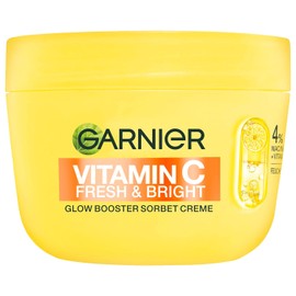Garnier Vitamin C Fresh & Bright Glow Booster Sorbet Cream - Face Care with 4% Niacinamide & Vitamin C for Radiant Glow - Moisturising Cream Against Dark Spots & Pigment Spots - 85 ml