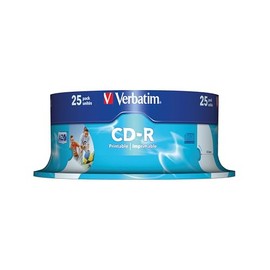 Verbatim 43439 AZO 52x Wide Printable CD-R - 25pk